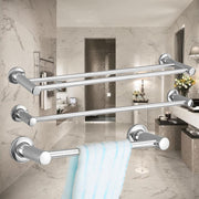 Anti-rust Stainless Steel Towel Shelf Wall-Mounted Bathroom Holder Adhesive Force Bathroom Shelf Single/Double Bars Towel Rack
