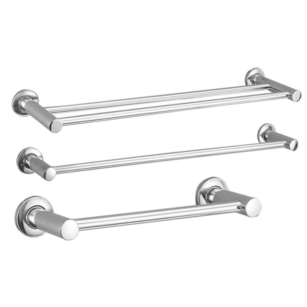 Anti-rust Stainless Steel Towel Shelf Wall-Mounted Bathroom Holder Adhesive Force Bathroom Shelf Single/Double Bars Towel Rack