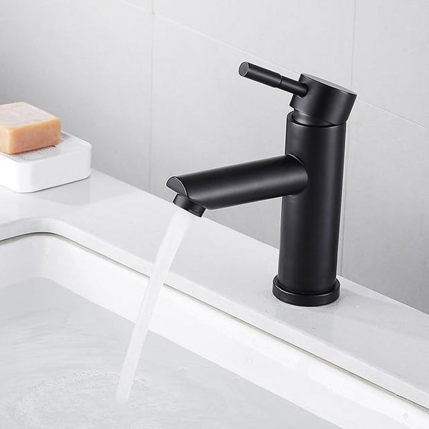 Basin Faucets Black/Brushed Nickel Stainless Steel Single Handle Bathroom Basin Faucet Cold Hot Sink Mixer Taps