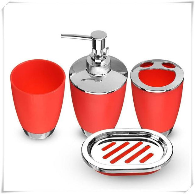 Bathroom Set 4PCS Soap Dish Dispenser Bottle Washroom Toothbrush Holder Cup Suit Home Decoration Accessories