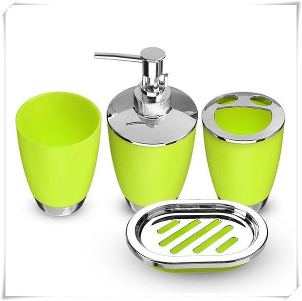 Bathroom Set 4PCS Soap Dish Dispenser Bottle Washroom Toothbrush Holder Cup Suit Home Decoration Accessories