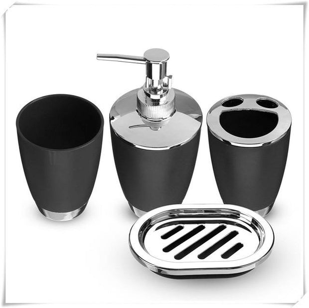 Bathroom Set 4PCS Soap Dish Dispenser Bottle Washroom Toothbrush Holder Cup Suit Home Decoration Accessories