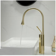 Basin faucets Black gold bathroom faucet for bathroom basin mixer tall taps waterfall mixer single hole sink faucet