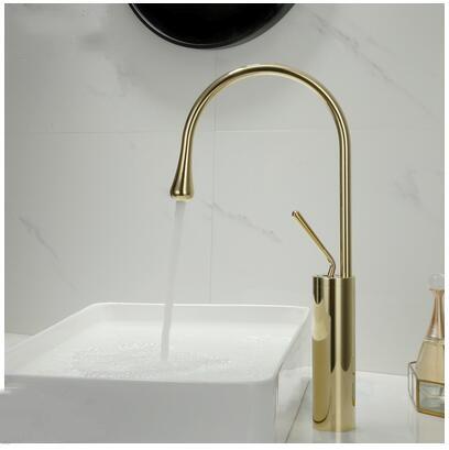 Basin faucets Black gold bathroom faucet for bathroom basin mixer tall taps waterfall mixer single hole sink faucet