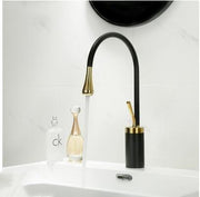 Basin faucets Black gold bathroom faucet for bathroom basin mixer tall taps waterfall mixer single hole sink faucet