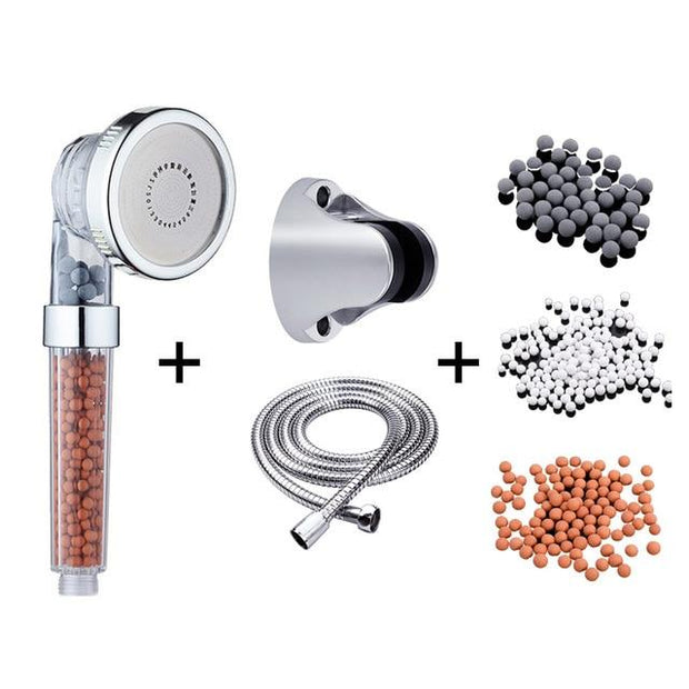 3 Function Adjustable Jetting Shower Head Bathroom High Pressure Water Handheld Saving Filter SPA Shower Heads with box