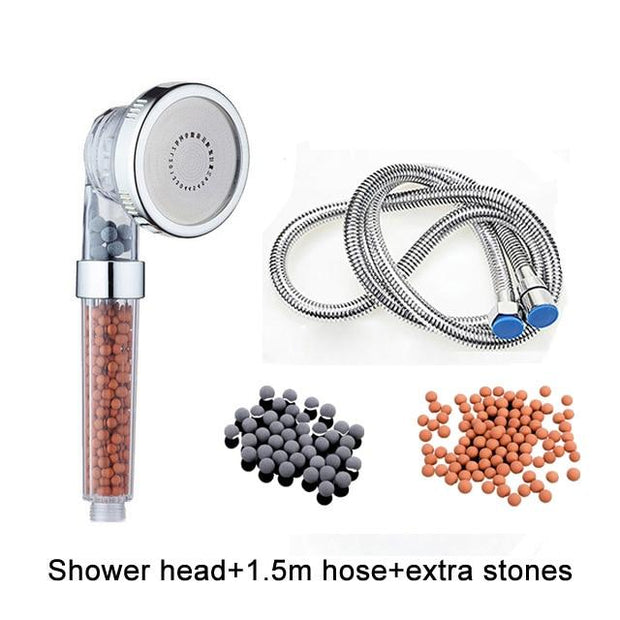 3 Function Adjustable Jetting Shower Head Bathroom High Pressure Water Handheld Saving Filter SPA Shower Heads with box