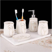 Ceramic romantic and luxury Bathroom Accessory Set Washing Tools Bottle Mouthwash Cup Soap Toothbrush Holder Household Articles