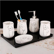 Ceramic romantic and luxury Bathroom Accessory Set Washing Tools Bottle Mouthwash Cup Soap Toothbrush Holder Household Articles